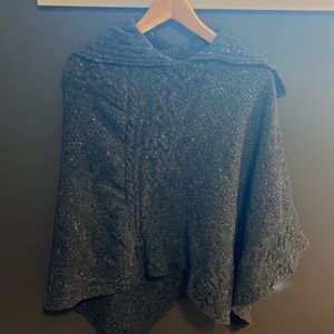 Blue knitted poncho